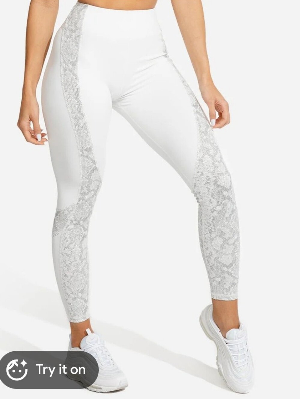 Squatwolf Limitless White Snake-Print Panel High-Waist Leggings S